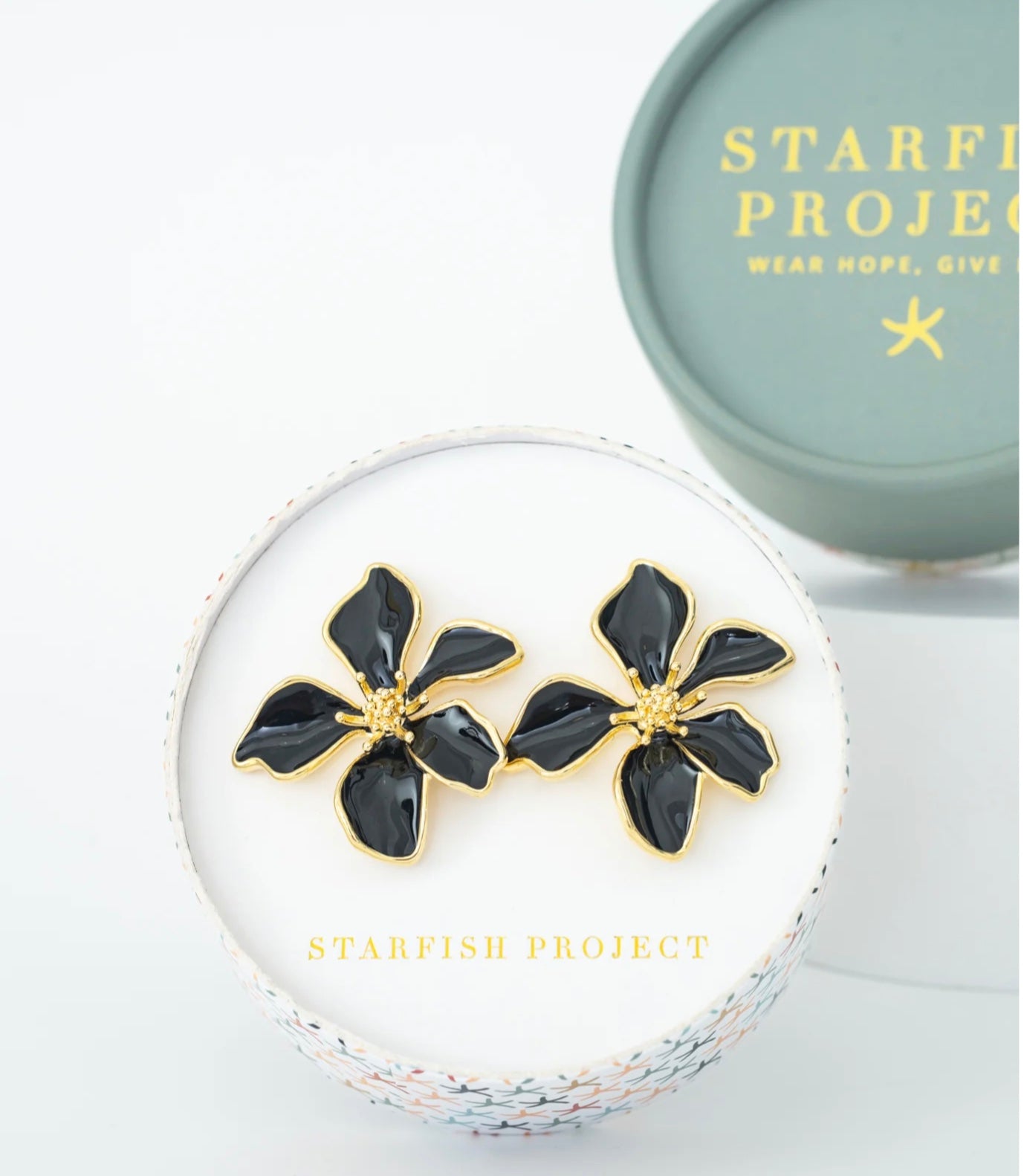 Bloom Flower Earrings in Black or Red