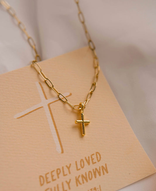 Deeply Loved Cross Gold Necklace