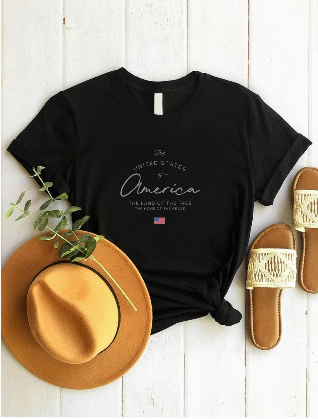 Black T-shirt -Patriotic Women Style - Kin Trading Post