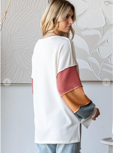 Creamy White Waffle Knit Pullover - Made in USA - Kin Trading Post