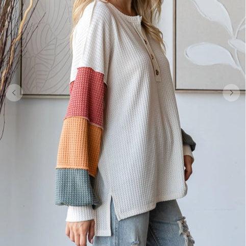 Creamy White Waffle Knit Pullover - Made in USA - Kin Trading Post