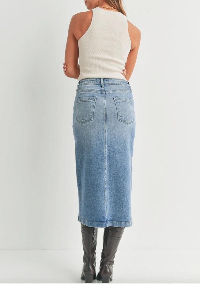 Denim Jean Midi Skirt - Made in USA - Kin Trading Post