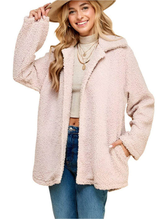 Everyday Teddy Bear Cardigan in Ivory Pink - Kin Trading Post