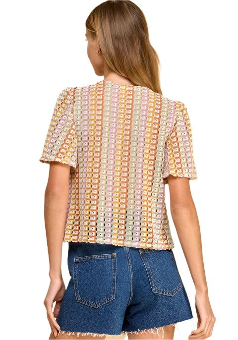 Front-Tie Knit Top Multi-Color - Kin Trading Post