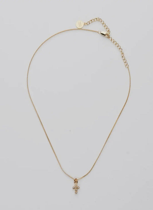 Gold Shiny Cross Necklace - Made in USA - Kin Trading Post