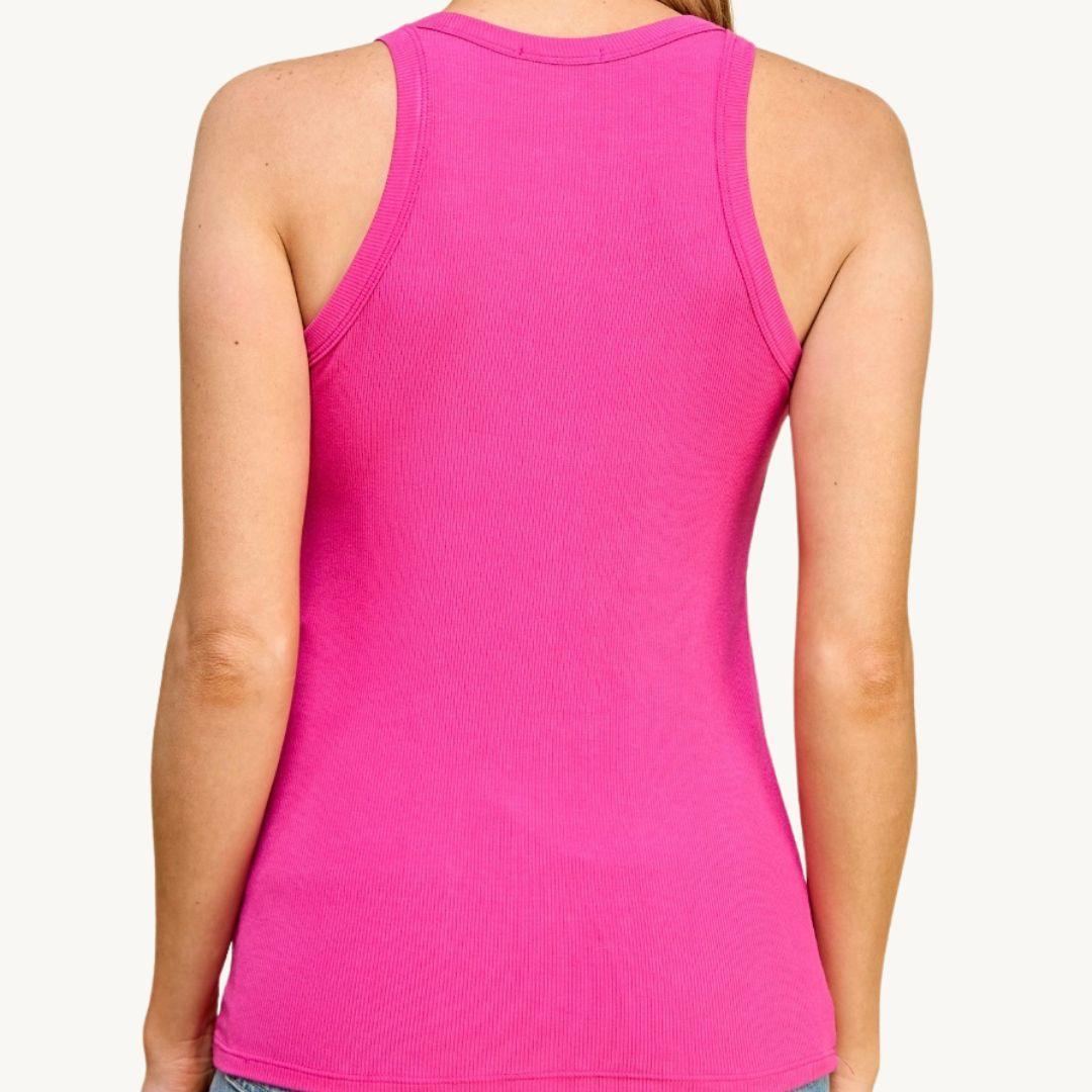 Hot Pink Racerback Tank Top - Made in USA - Kin Trading Post