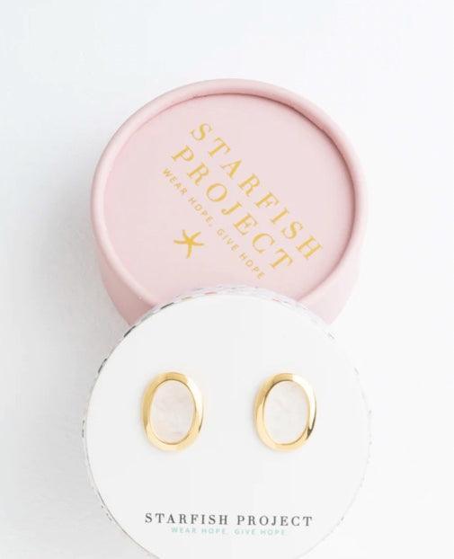 Ivory & Gold Oval Studs - Purchase with a Purpose - Kin Trading Post