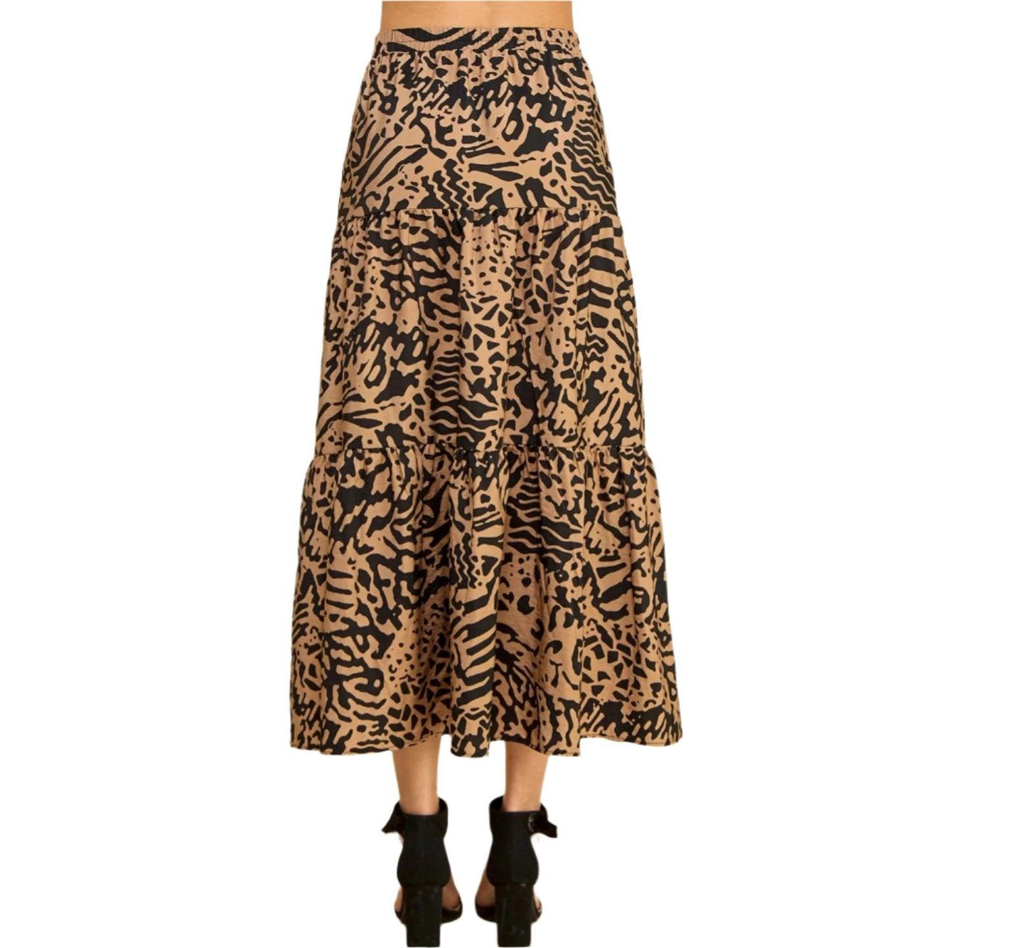 Layered Maxi Skirt - Black & Tan - Made in USA - Kin Trading Post