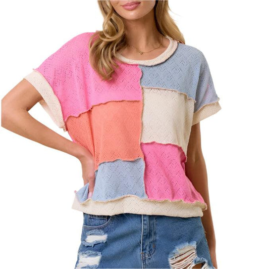 Multi Color Knit Short Sleeve - Made in USA - Kin Trading Post
