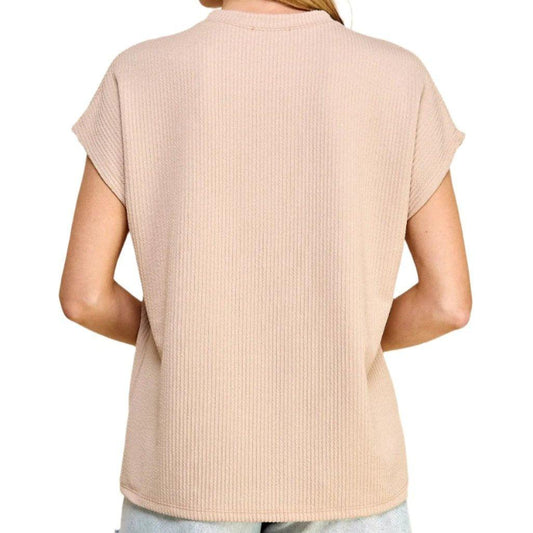 Nude Mauve Ribbed Blouse - Made in USA - Kin Trading Post