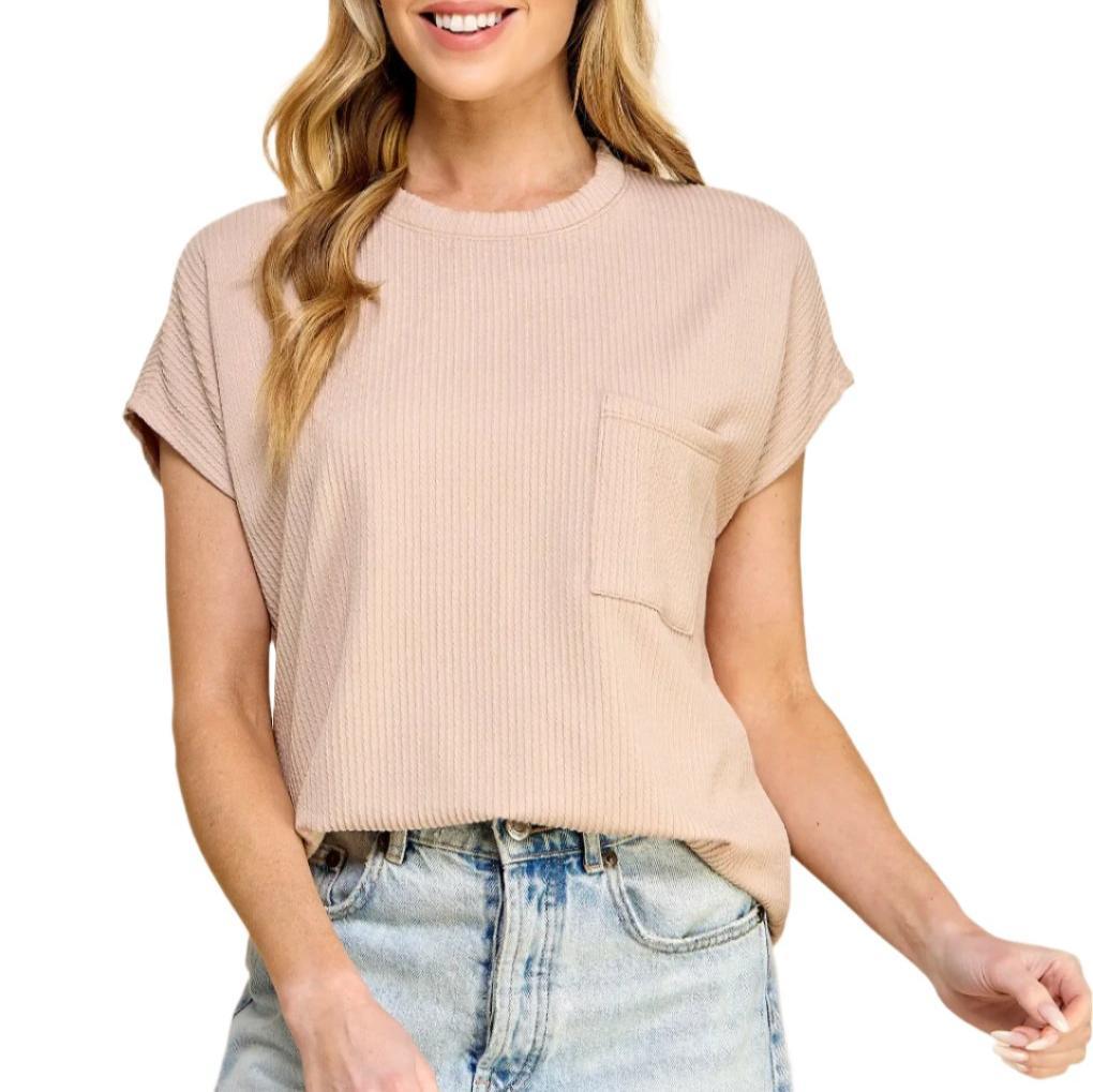 Nude Mauve Ribbed Blouse - Made in USA - Kin Trading Post