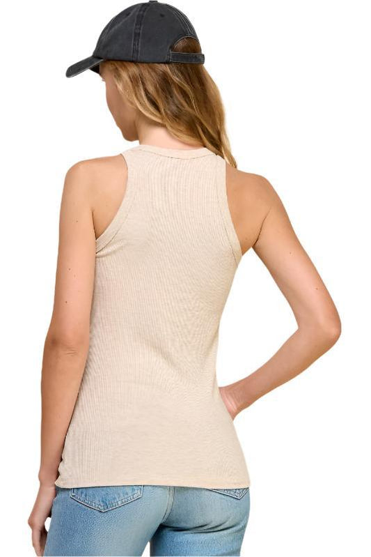 Ribbed Tank Top in Oat - Made in USA - Kin Trading Post