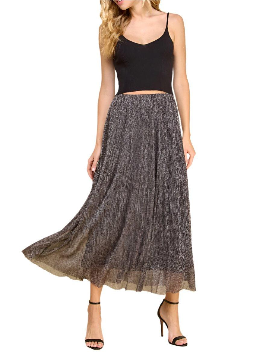 Silver Black Maxi Skirt- Made in USA - Kin Trading Post