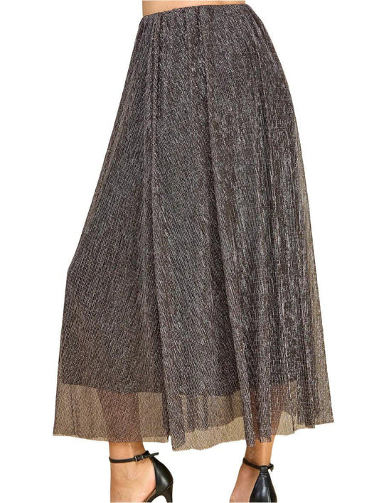 Silver Black Maxi Skirt- Made in USA - Kin Trading Post