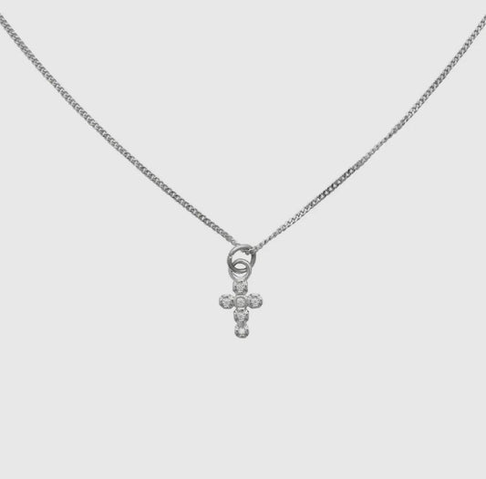 Silver Shiny Cross Necklace - Made in USA - Kin Trading Post