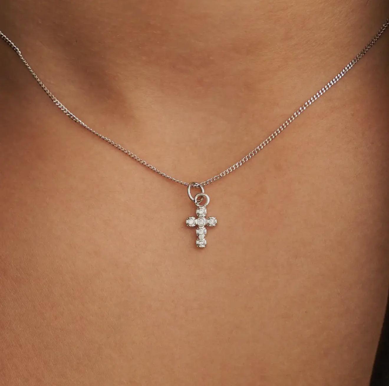 Silver Shiny Cross Necklace - Made in USA - Kin Trading Post