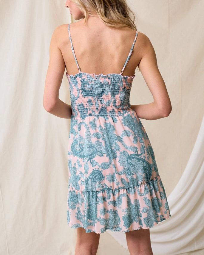 Smocked Pink and Green Ruffle Dress - Kin Trading Post