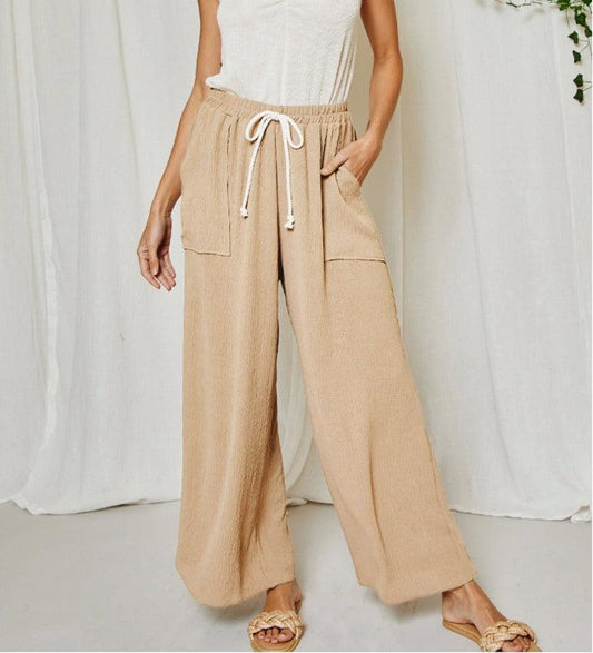 Taupe Wide-Leg Pants with Pockets - Made in USA - Kin Trading Post