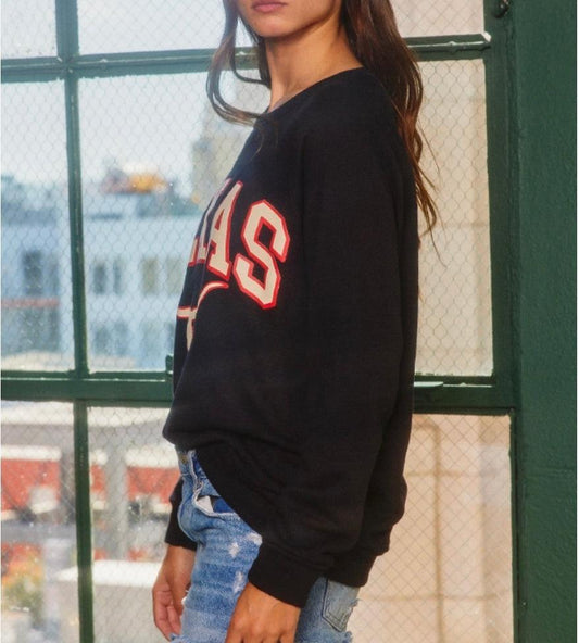 Texas Longhorn Sweater Black - Made in USA - Kin Trading Post