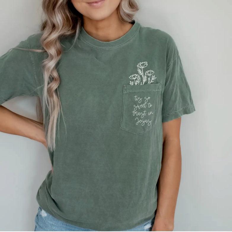 Trust in Jesus Pocket Tee - Christian Apparel - Kin Trading Post