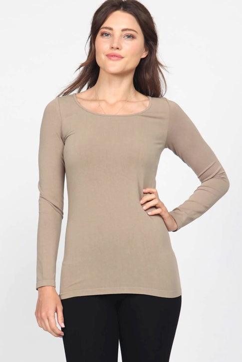 Smokey Taupe Long Sleeve Layering Top - Made in USA - Kin Trading Post