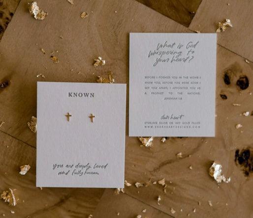 Cross Stud Earrings in Gold - Made in USA - Kin Trading Post