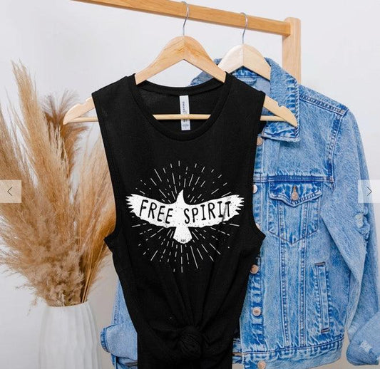 Free Spirit Black Sleeveless Tank Top - Kin Trading Post