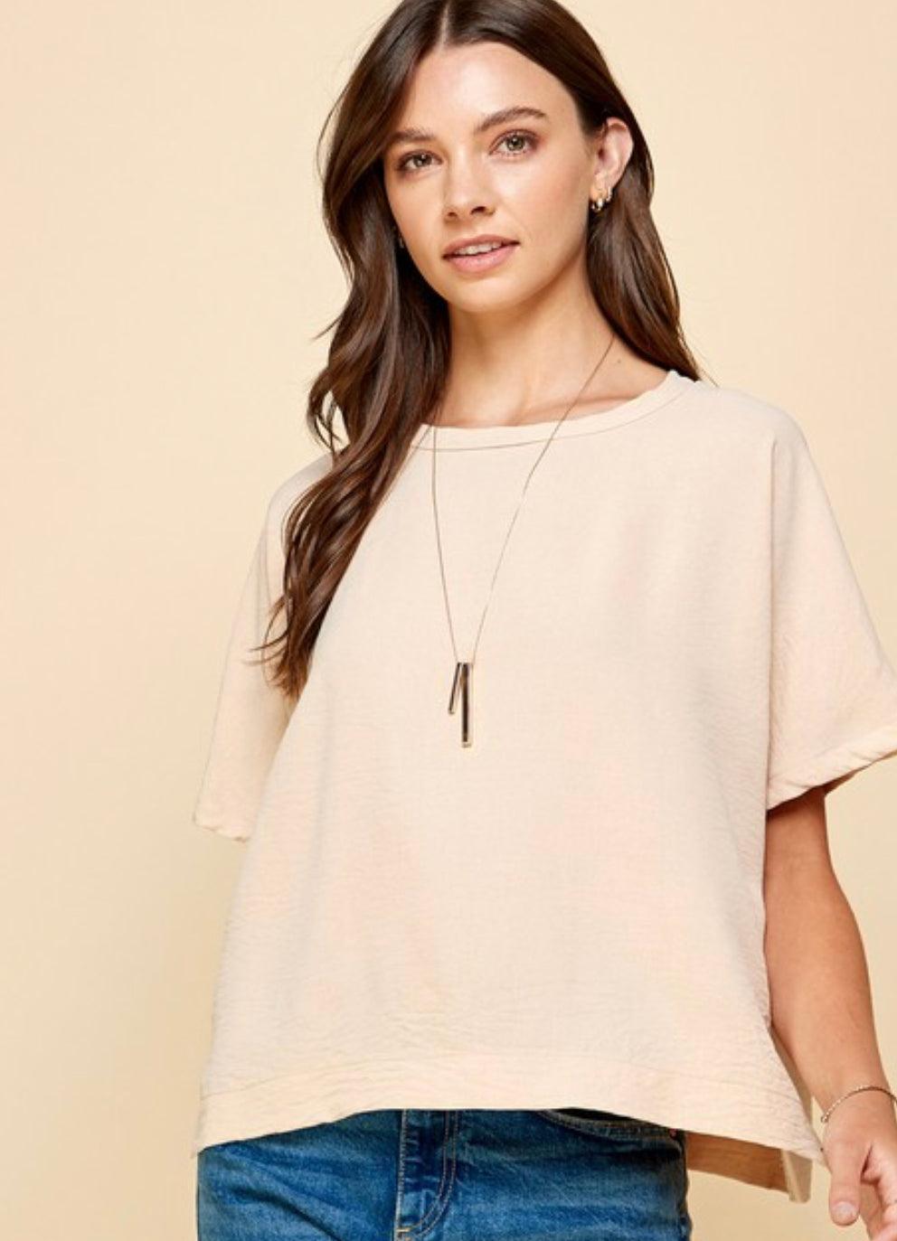 Neutral Minimalist Blouse - Made in USA - Kin Trading Post