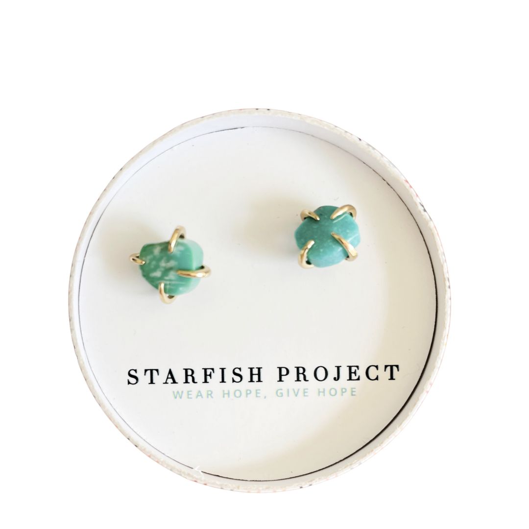 Genuine Turquoise Stud Earrings In Stock
