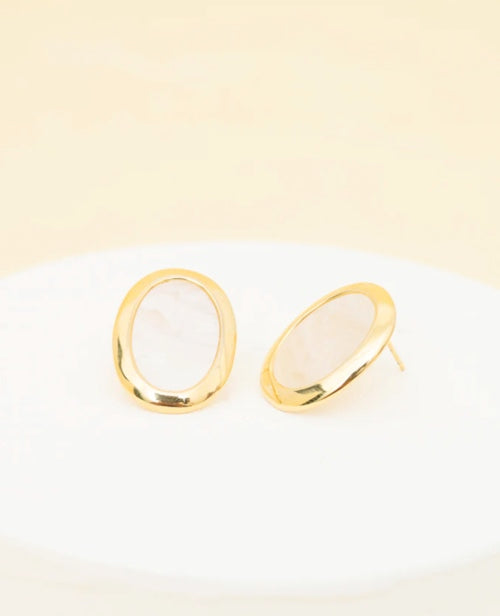 Ivory and Gold Chic Stud Earrings