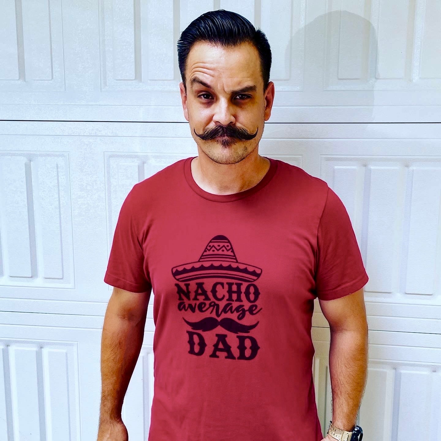Nacho Average Mustache Dad Tee Burgundy