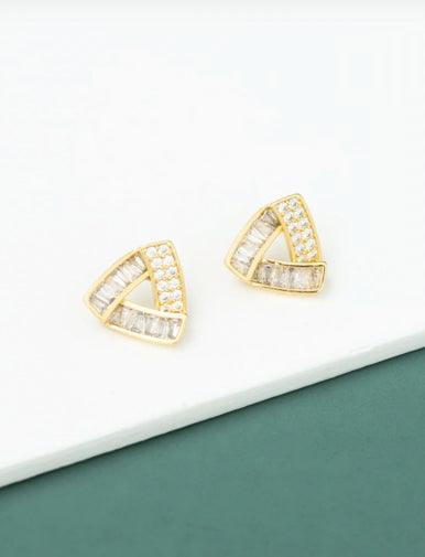 Zircon Stone Gold Earrings