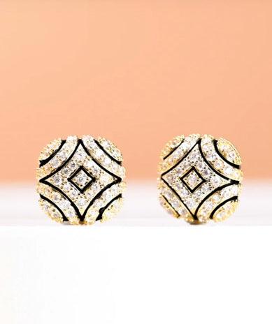 Black Gold and Zirconia Stone Stud Earrings