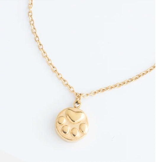 Paw Print Pendant Gold Necklace