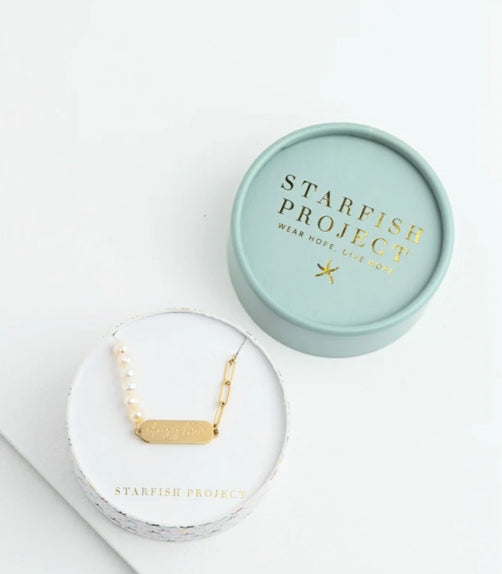 Amazing Grace Bracelet, Half Pearl and Half Gold Links Gift Box