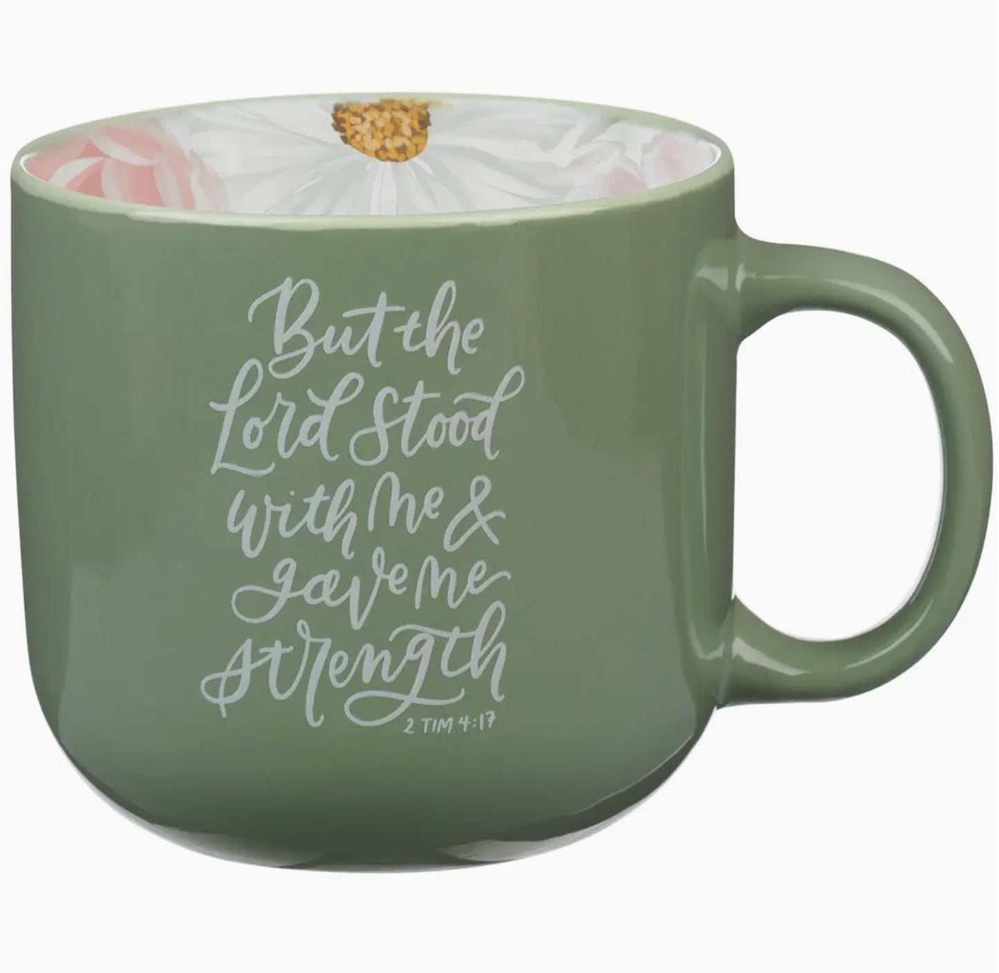 Sage Green Floral Mug - Lord Gave Me Strength