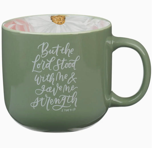Sage Green Floral Mug - Lord Gave Me Strength