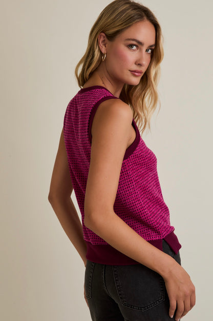 Magenta Knit Sleeveless Top - Made in USA