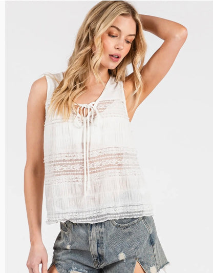 White lace flowy top