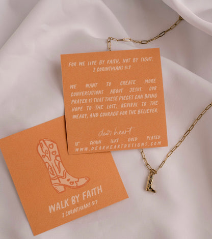 Walk by Faith Cowgirl Boot Gold Necklace