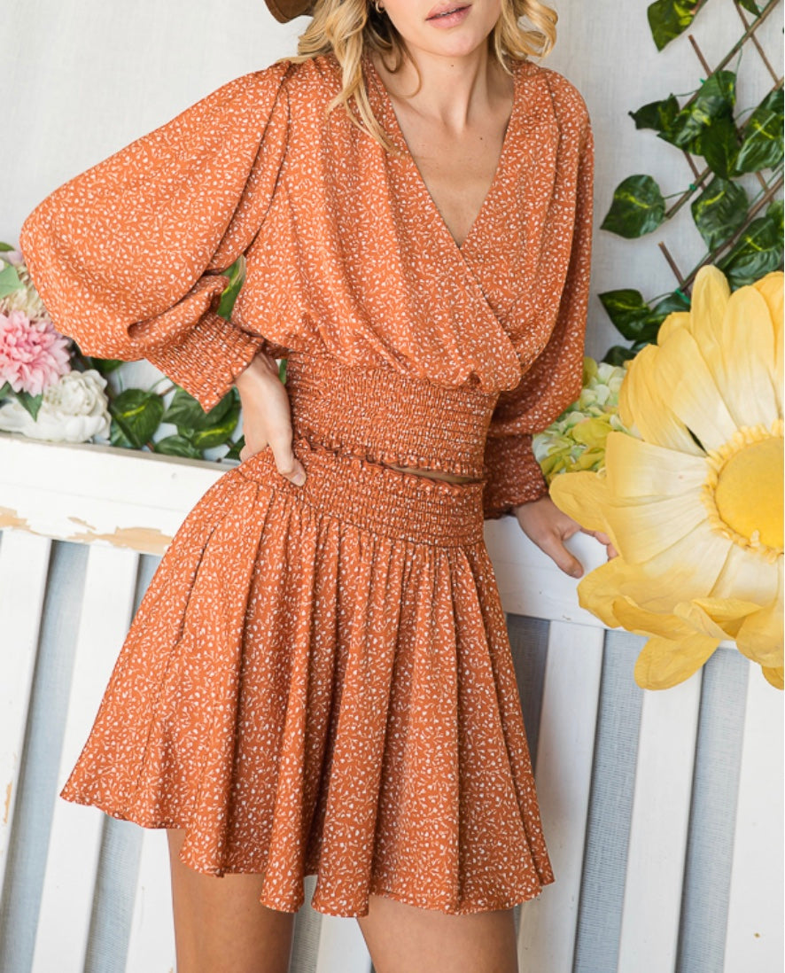 Navy or Rust Blouse and Skirt Set - Made in USA