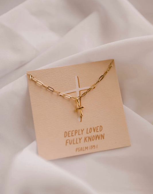 Deeply Loved Cross Gold Necklace