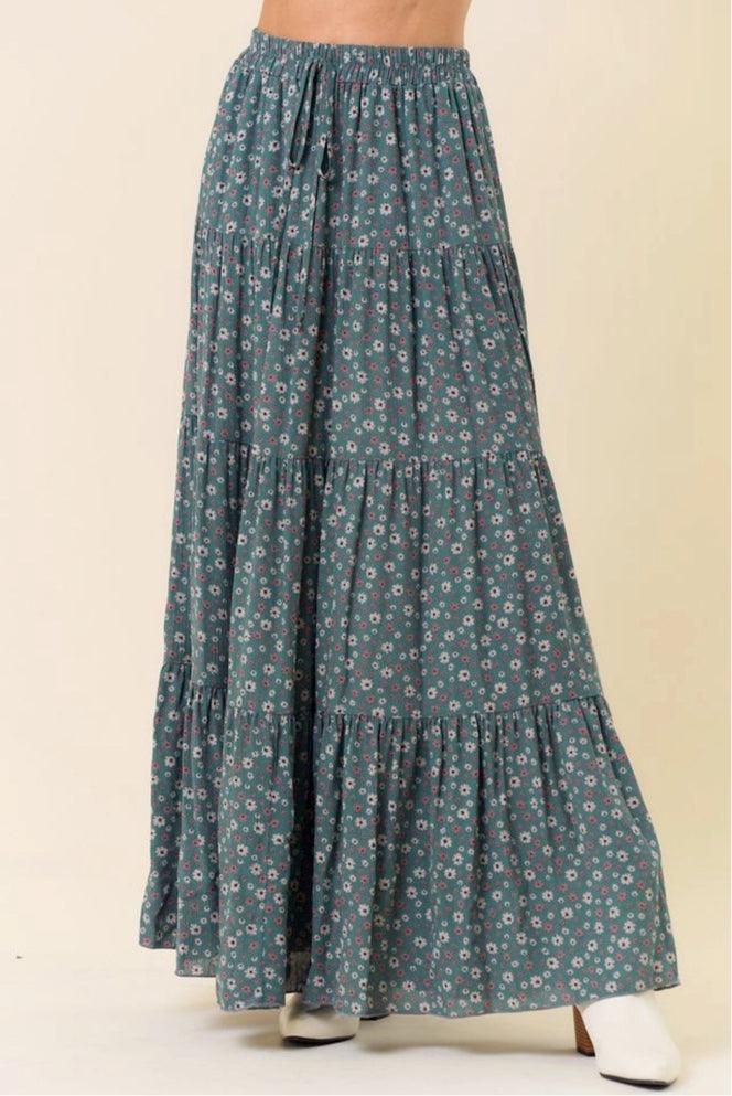 Agave Paisley Floral Layered Maxi Skirt - Made in USA - Kin Trading Post