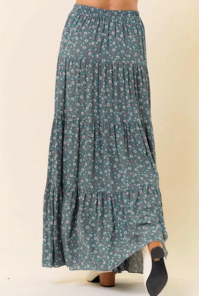 Agave Paisley Floral Layered Maxi Skirt - Made in USA - Kin Trading Post