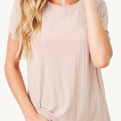 Blush Mauve Ribbed Tee - Made in USA - Kin Trading Post