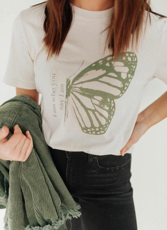 Butterfly Tee in Taupe - Kin Trading Post