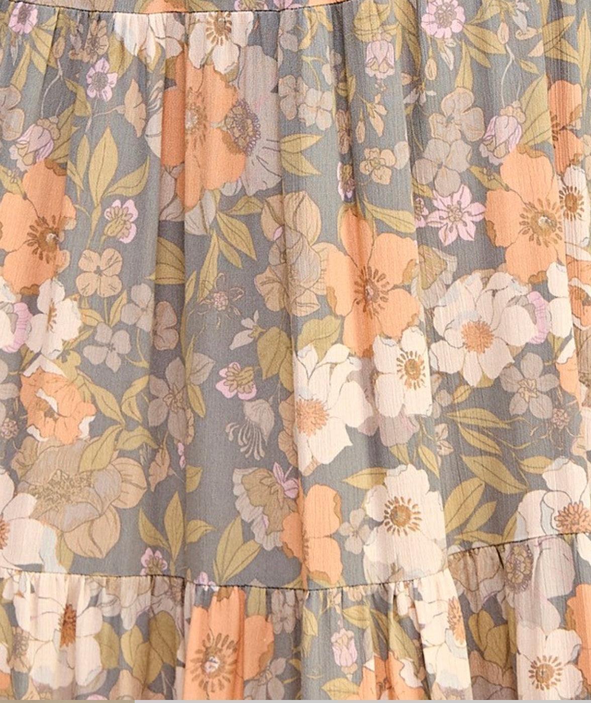 Floral Layered Maxi Skirt - Made in USA - Kin Trading Post