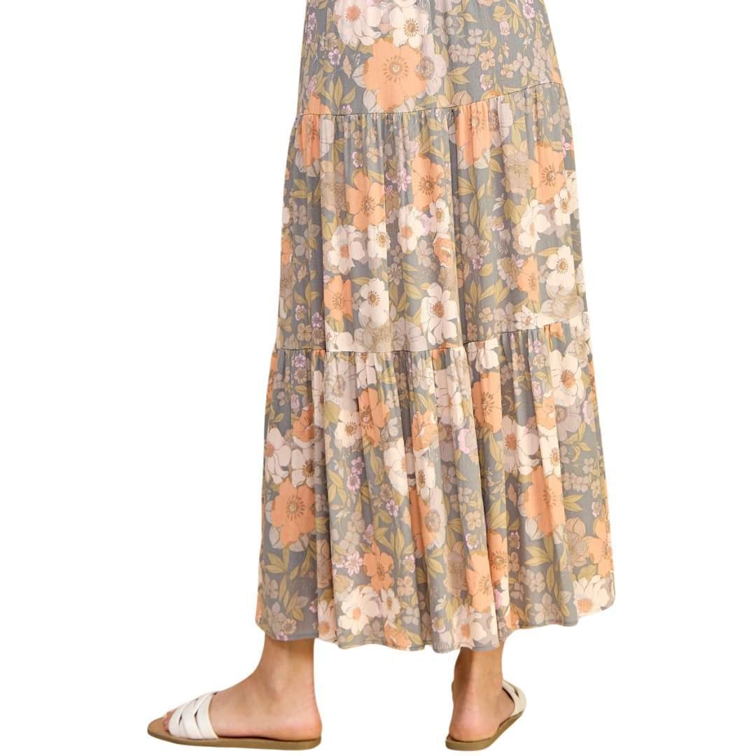 Floral Layered Maxi Skirt - Made in USA - Kin Trading Post
