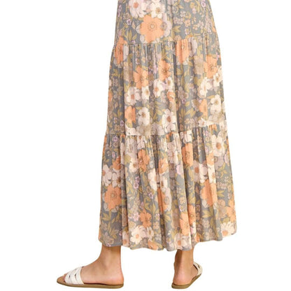 Floral Layered Maxi Skirt - Made in USA - Kin Trading Post