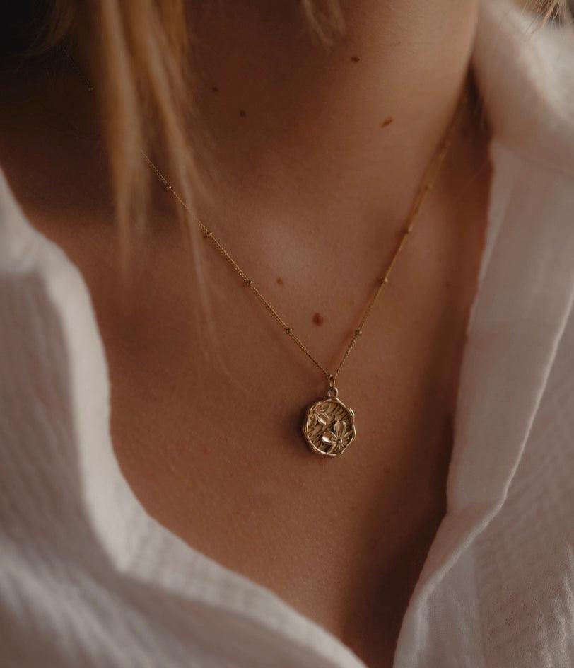 Flourish - Flower Gold Pendant Necklace - Made in USA - Kin Trading Post